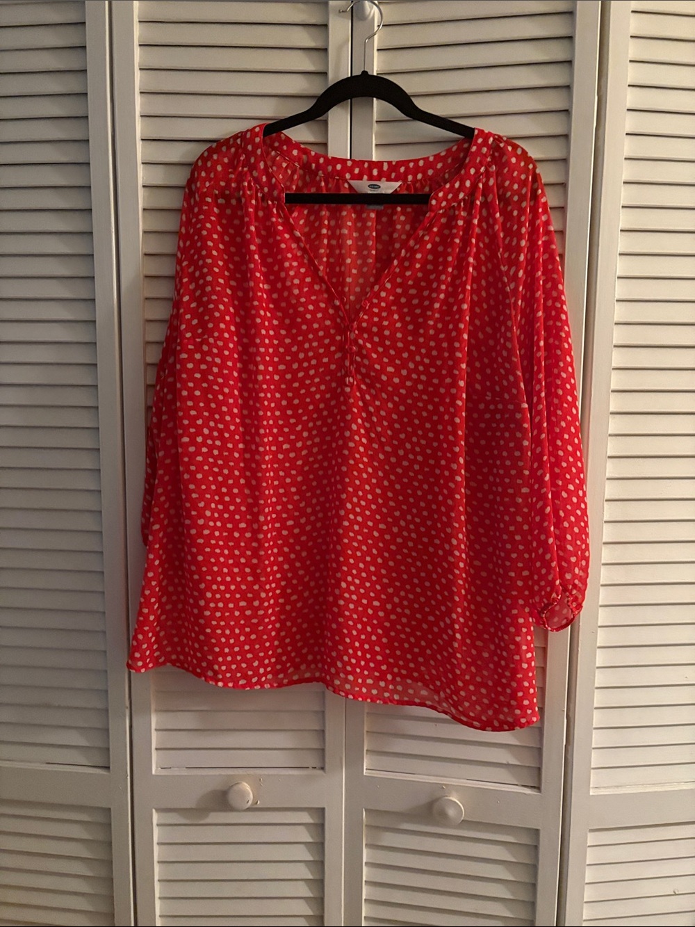 Old Navy Red Polka Dot Peasant Top
